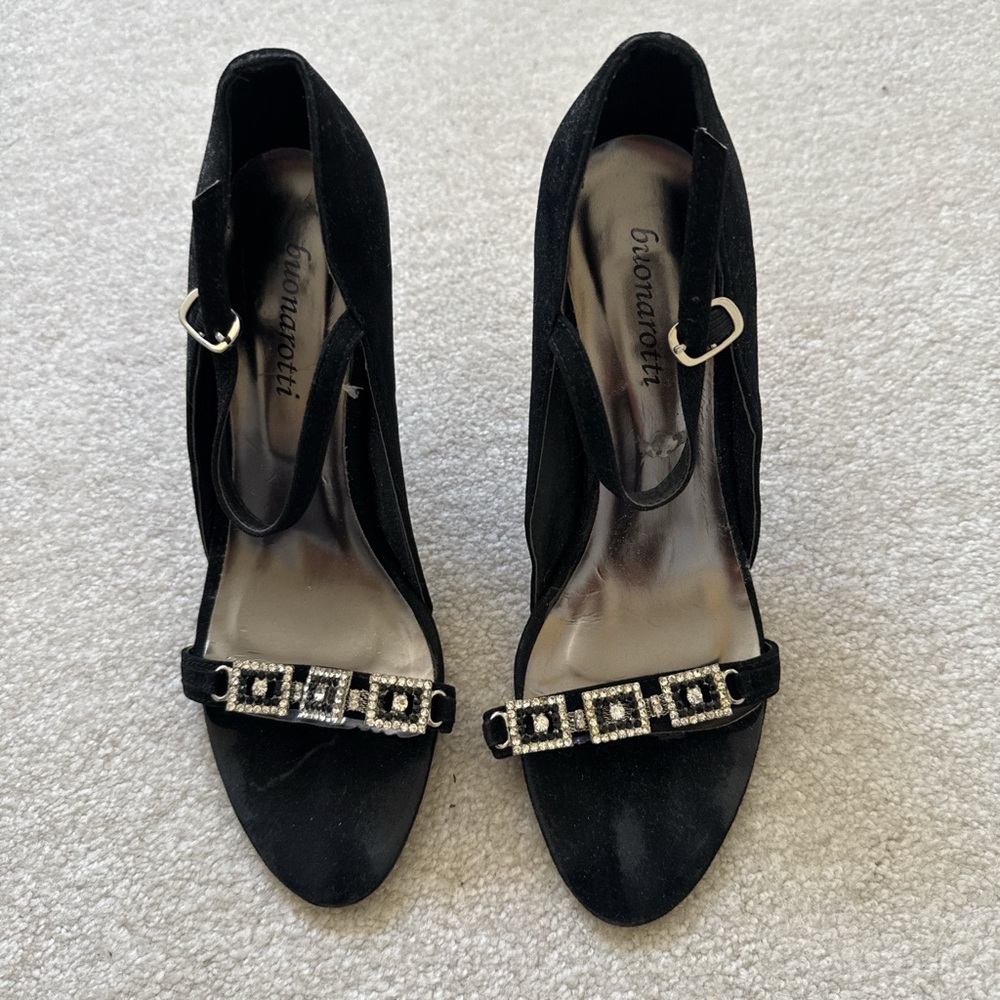 Elegant Black Heels with Embellished Strap